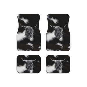 Highland Cow Car Mats, Set of 4 - Cute Auto Accessories for Animal Lovers, Non-Slip Floor Mats for Car, Gift for Car Owners,