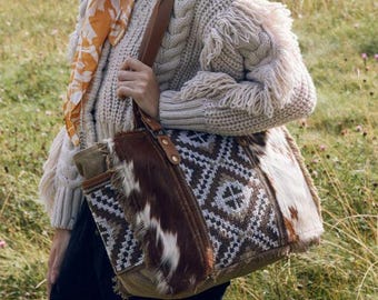 Brown Cowhide Small Myra Tote Purse