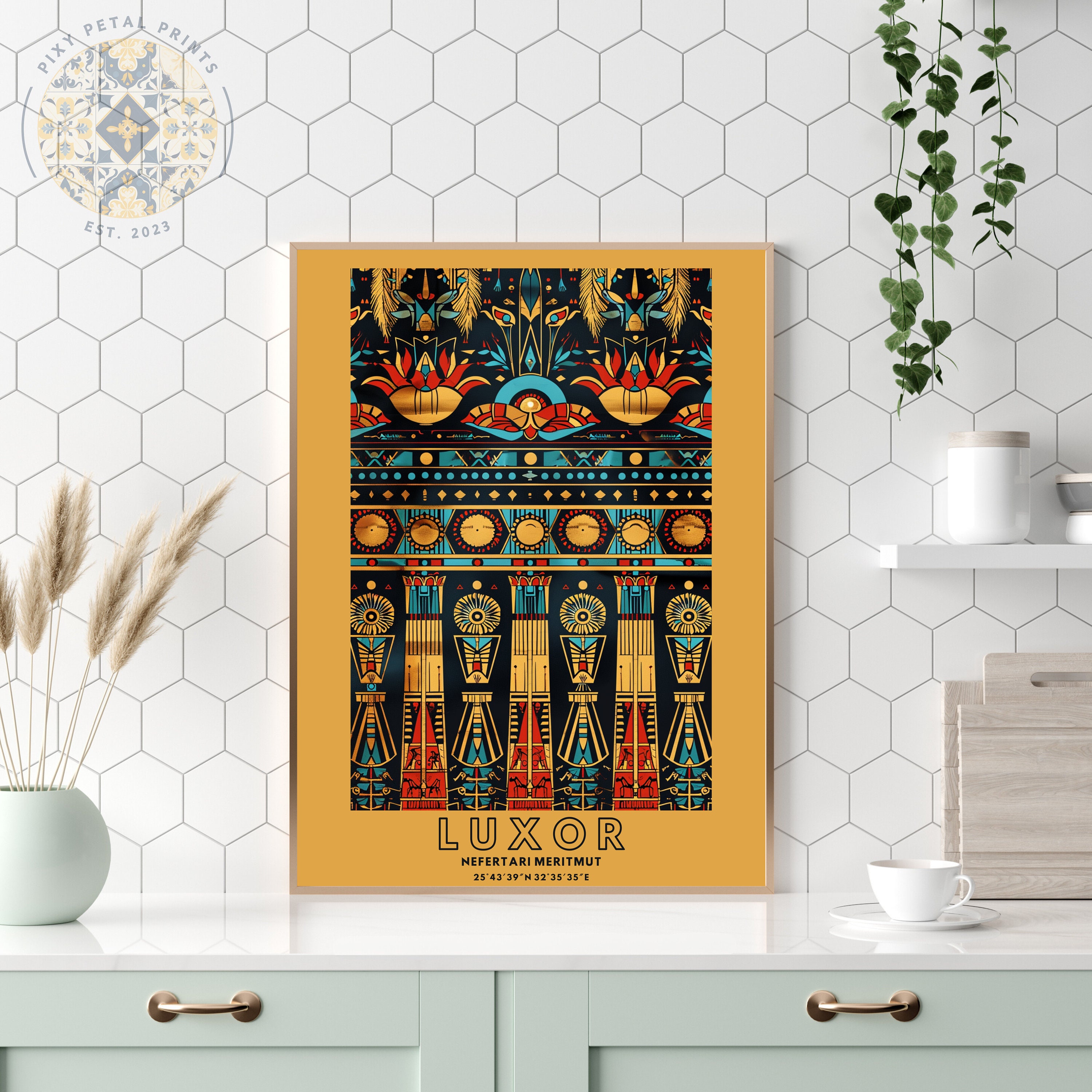 Egypt Print Pattern Art Nouveau Poster Egyptian Print Set of 3 Wall Art ...