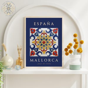 Mediterranean wall art Mallorca print espana poster tile prints spain wall art azulejo tile spanish ceramics colorful tile posters wall art