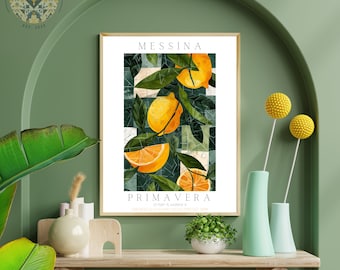Lemons art print fruit art print watercolor fruit lemons poster retro fruit prints kitchen poster downloadable print fruit market print