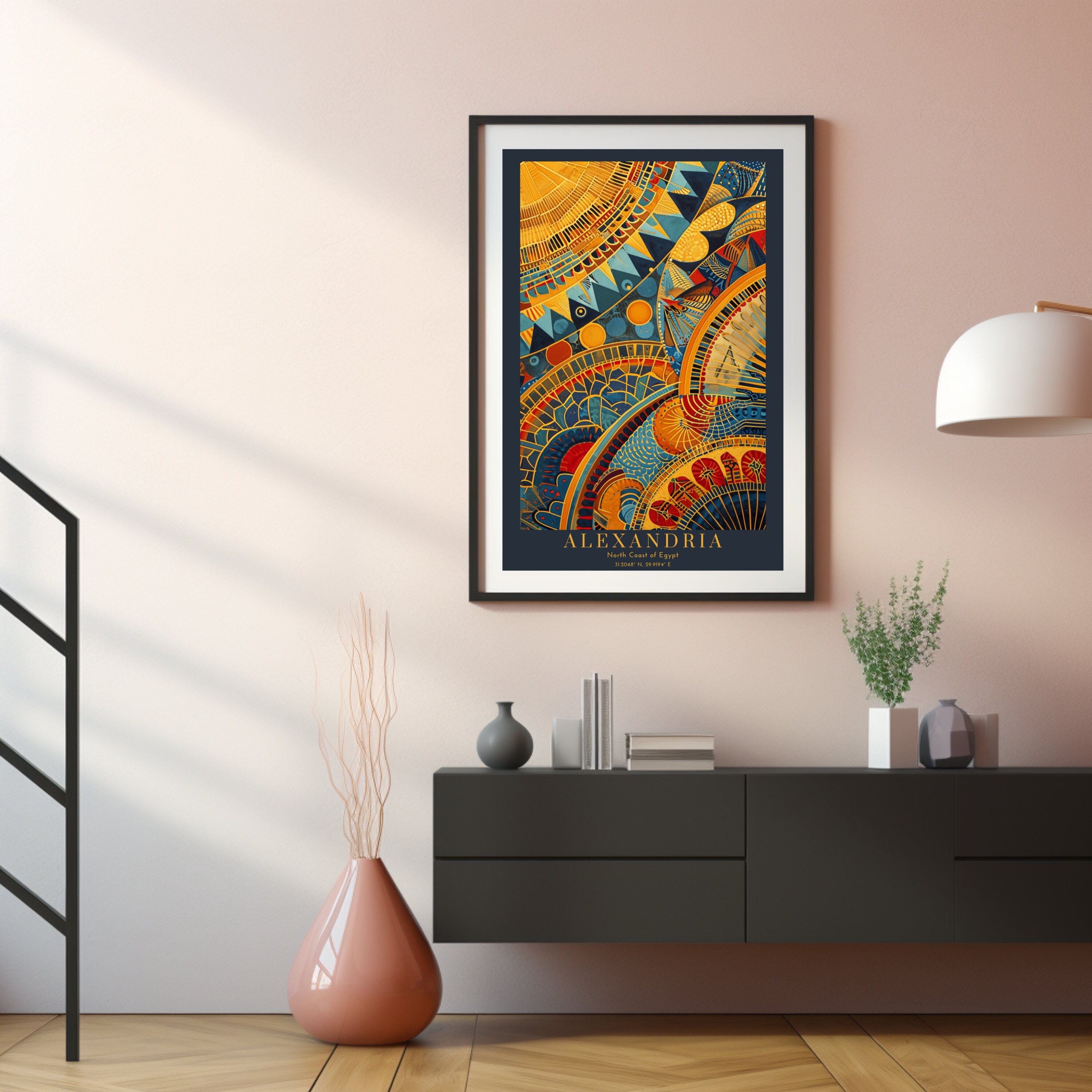 Egypt Print Pattern Art Nouveau Poster Egyptian Print Set of 3 Wall Art ...
