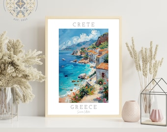 Grecia pintura Creta impresión arte de viaje Grecia impresión Grecia cartel de viaje cartel de verano impresión europea regalo de impresión para la impresión de la ciudad viajera