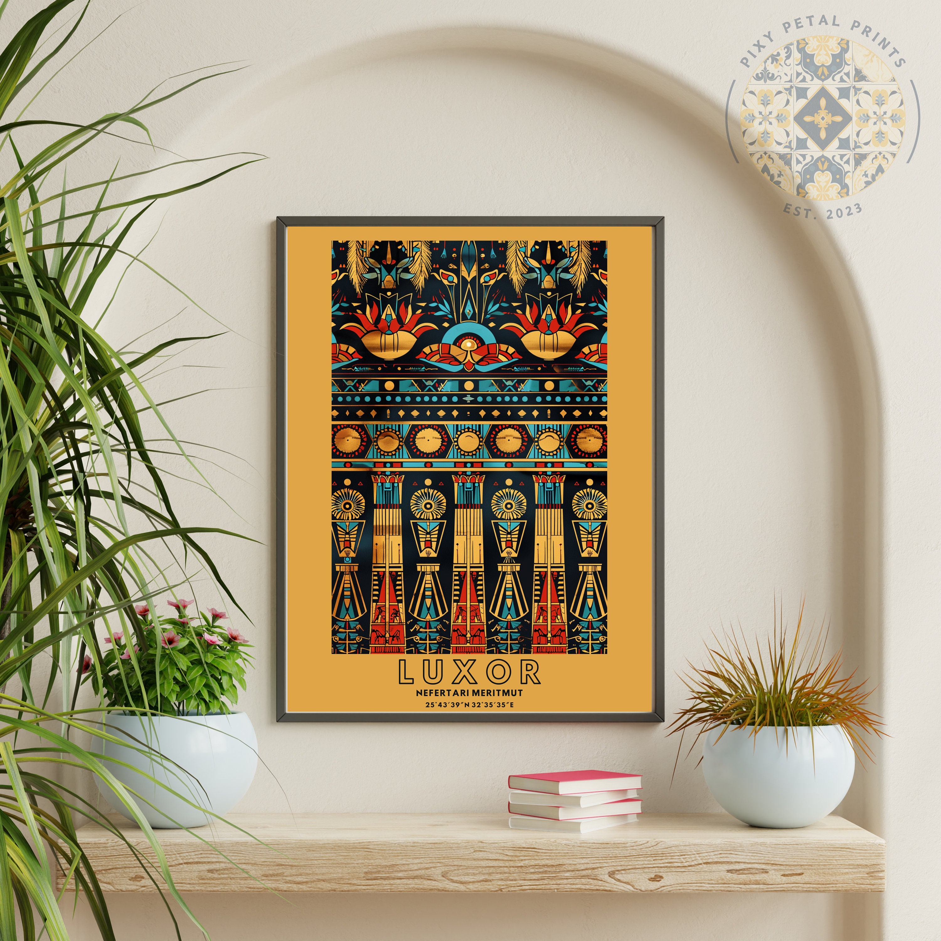 Egypt Print Pattern Art Nouveau Poster Egyptian Print Set of 3 Wall Art ...