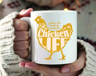 Ich lebe nur das Sauerteiggehöft Hühnerleben! Kaffee Tasse | Gehöft | Sauerteig | Weiß glänzende Tasse