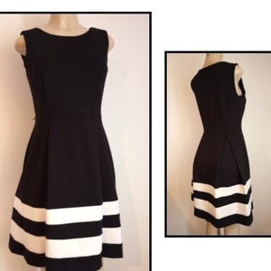 Calvin klein black and white striped dress outlet