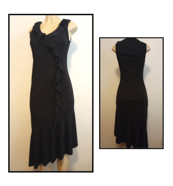 Vintage asymmetrical Ruffle Dress by Trixxi, Black