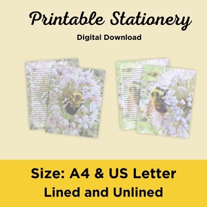 Papelaria imprimível Bumblebee - Papel de carta inspirado na natureza - Conjunto de letras digitais