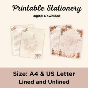 Floral Stationery Set - Printable Letter Writing Paper - Digital Download