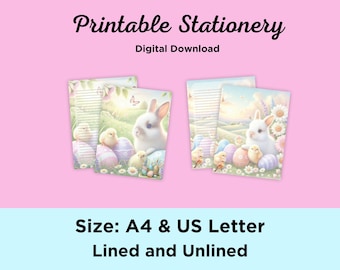 Osterhase & Küken druckbare Briefpapier Set | Pastell Frühling Briefpapier