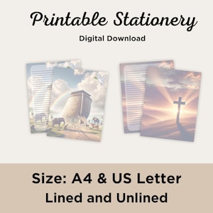 Conjunto de papelaria cristã - Papel para escrever cartas inspiradas na fé para impressão - Download digital