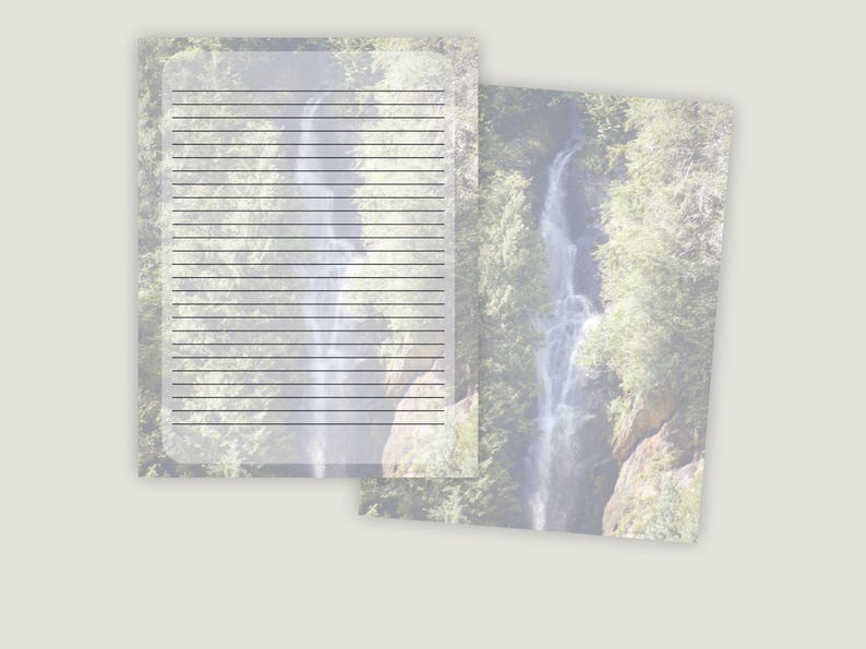 Waterfall Printable Stationery - Nature Writing Paper - Digital Letter ...