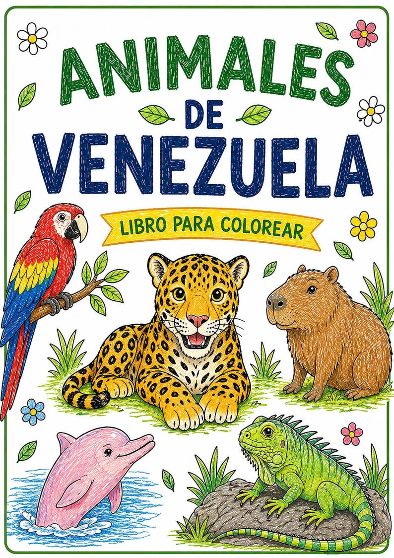 Animales De Venezuela Coloring Book for Kids | Spanish Animal Coloring ...