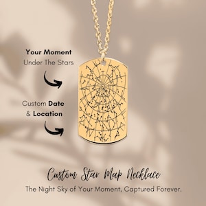 Star Map Tag Halskette - Benutzerdefinierte Datum & Ort Gravur Geschenk - Personalisierte Sternenkarte Halskette - Benutzerdefinierte Nachthimmel Anhänger
