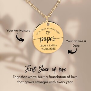Collana con moneta per il 1° anniversario - Regalo di anniversario di carta - Gioielli personalizzati per lei - Regalo di anniversario di 1 anno per marito o moglie