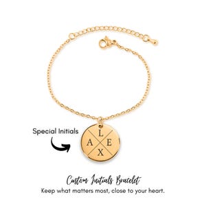 Pulseira personalizada com 4 iniciais - Presente de joia gravada personalizada - Joia personalizada com monograma de 4 letras - Joia com nome personalizado para ele e para ela