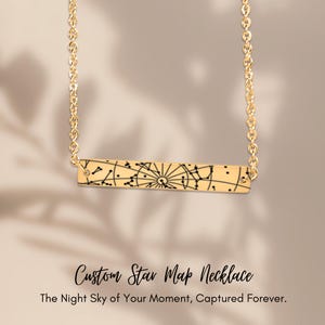 Personalisierte Horizontale Sternenkarte Halskette - Individuelles Geschenk für den Nachthimmel - Individuelle Sternkarte Bar Halskette - Konstellations Schmuck