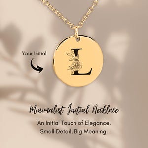 Collar con inicial floral L: colgante con letra grabada personalizada, joyería con monograma personalizado, regalo elegante para ella, collar con nombre personalizado