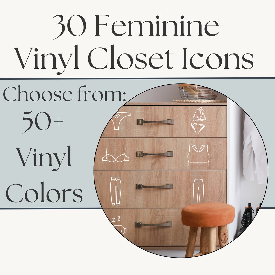 Labels for Closet Icon Dresser Decals Vinyl Clothing Stickers Dresser