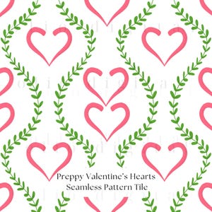 Preppy Valentijnsdag harten naadloos patroon Harten en bloemen naadloos patroon Romantisch herhalend patroonontwerp, Grand Millennial