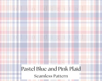 Clipart con trama a quadri rosa e blu: carta digitale con motivo senza cuciture (12"x 12")