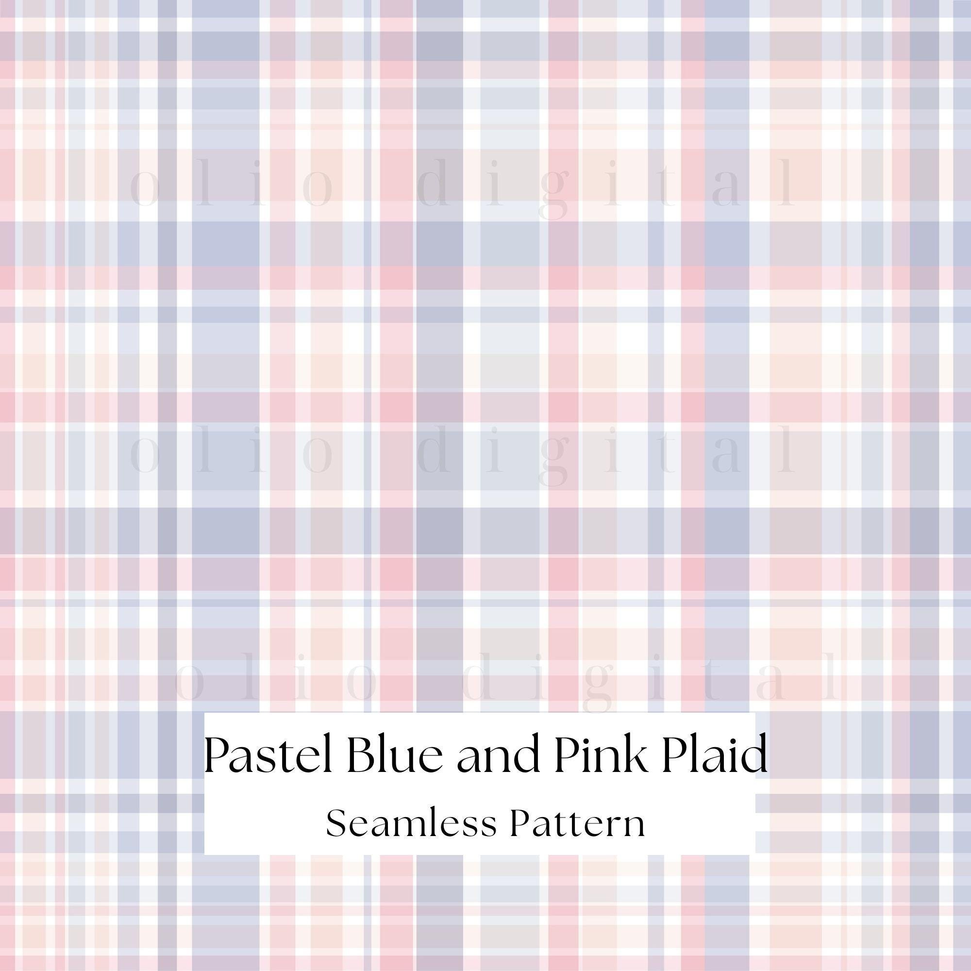 Pink and Blue Plaid Texture Clipart: Seamless Pattern Digital Paper (12 ...