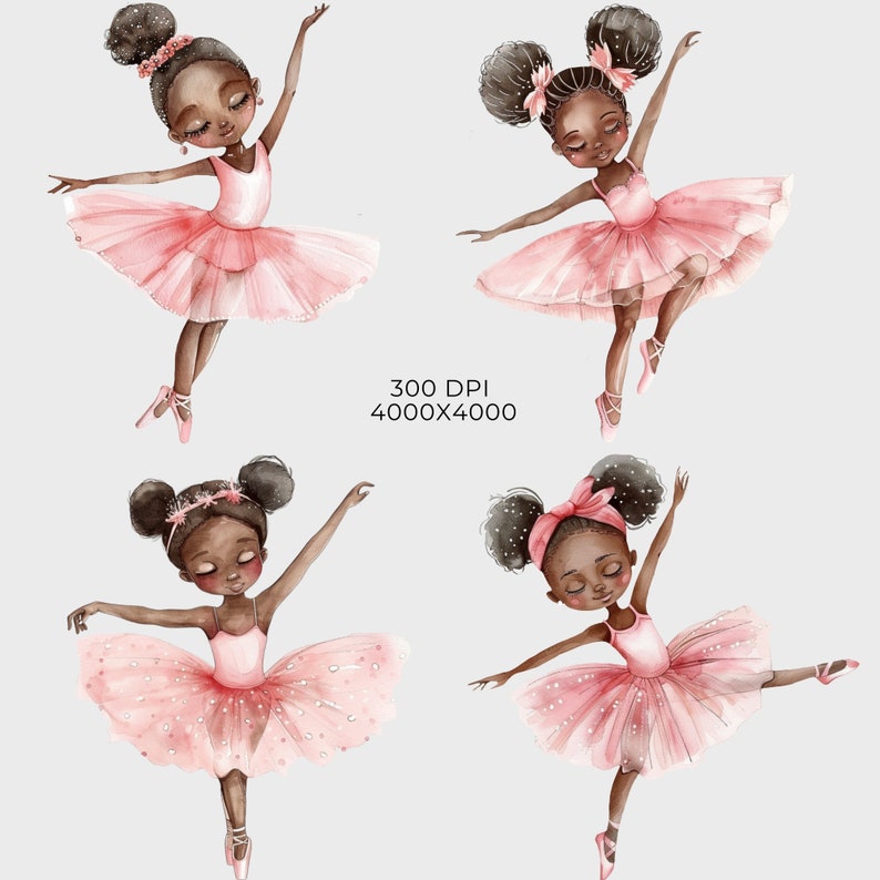 Ballerina Clipart Pack, Cute Watercolor Dancers, Pink Tutus, Ballet ...