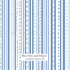 Blue Stripe and Dots Seamless Pattern: Preppy Digital Paper (12x12 in JPG Digital Download)