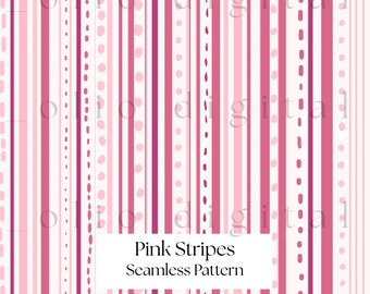 Pink Stripe and Dots Seamless Pattern: Preppy Digital Paper (12x12 in JPG Digital Download)