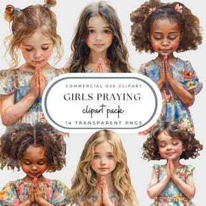 Kinderen bidden clipart, religieus, devotionele transparante png's, God, meisjes in gebed, digitale projecten, afdrukbaar, commercieel gebruik