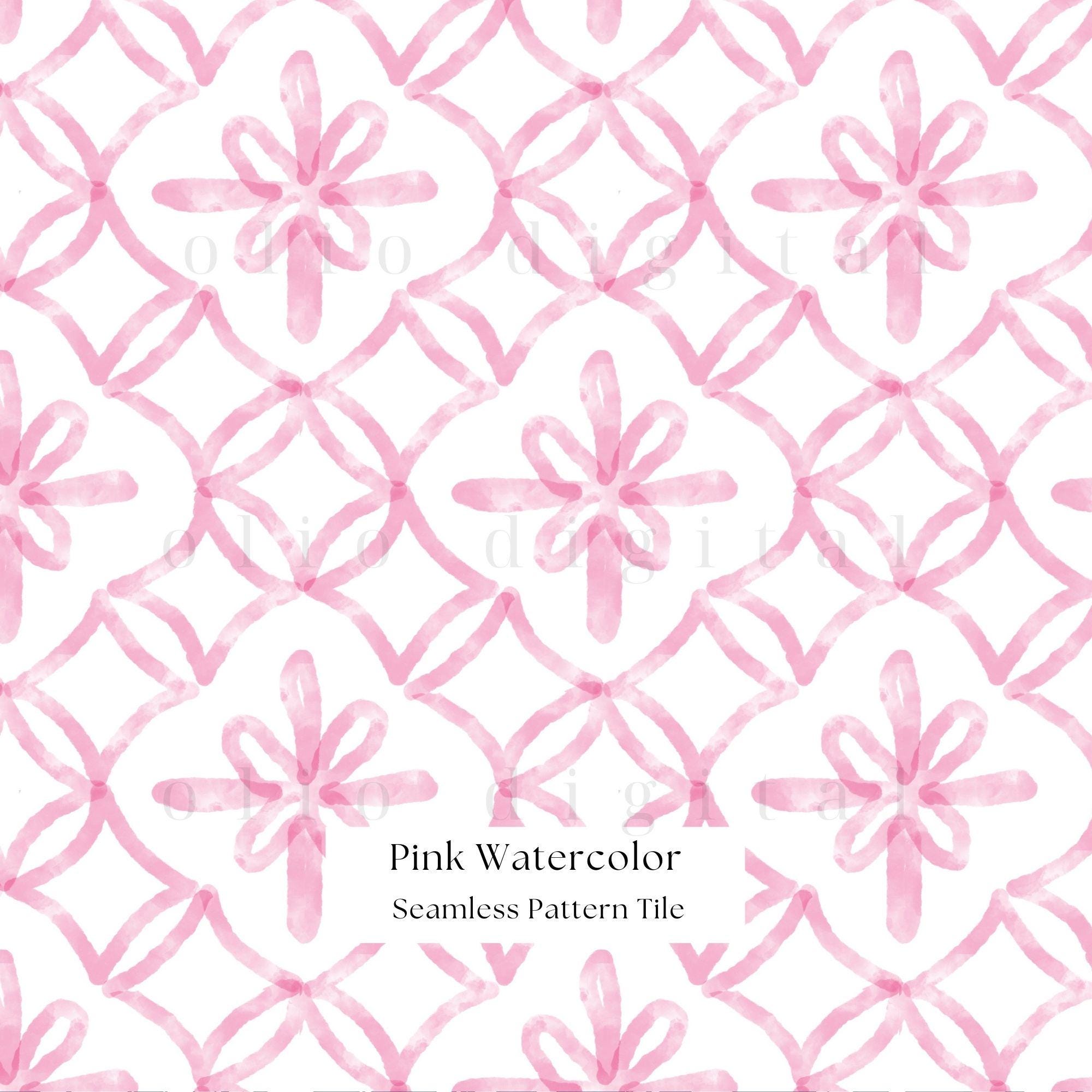 Pink Well Pattern Pink Watercolor Seamless Pattern: Geometric Tile (JPG Digital Paper ...