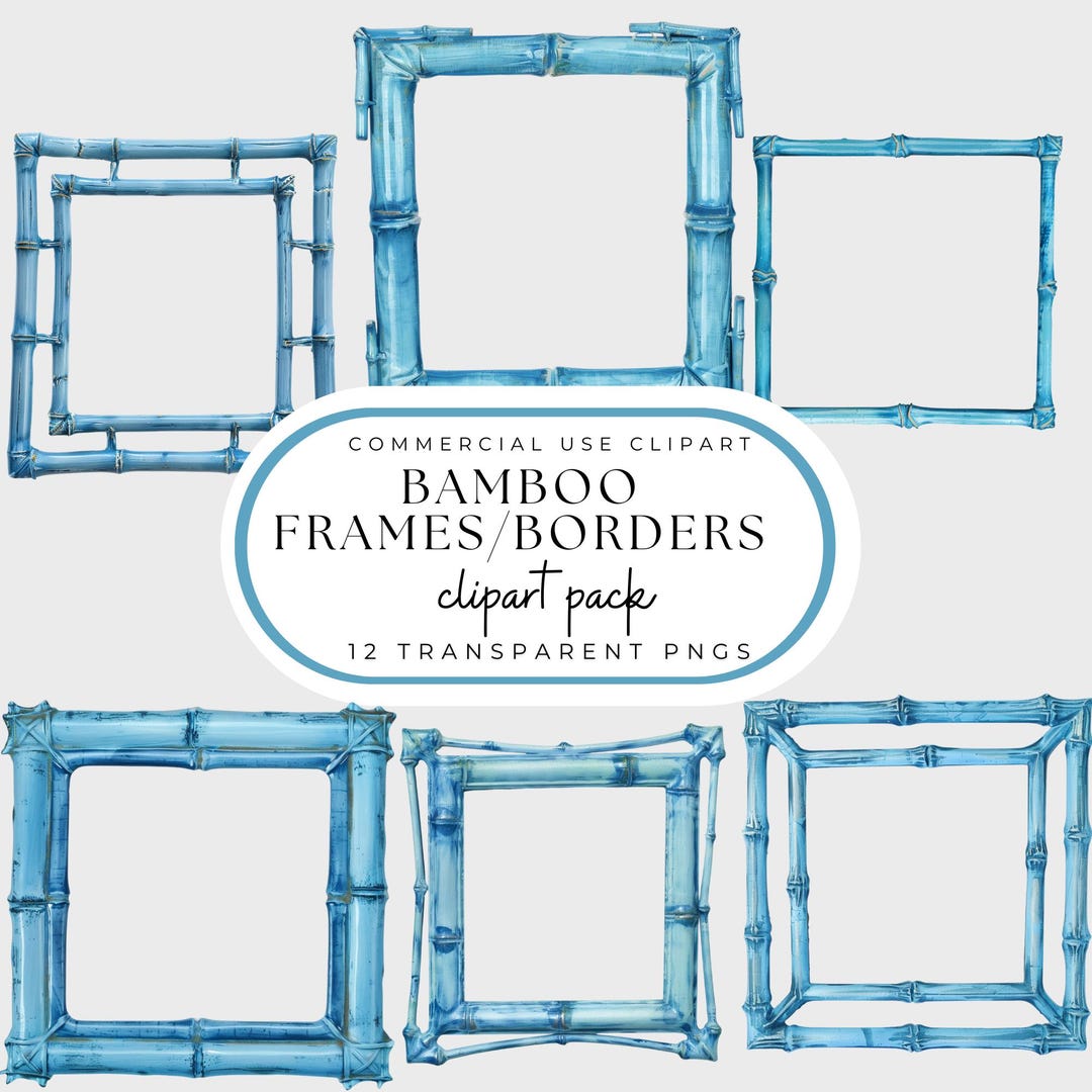 Turquoise Bamboo Frame Clipart: Grand Millennial PNG Borders (digital  Download) - Etsy, image size:1080x1080