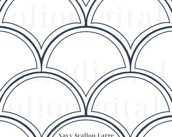 Watercolor Scallop Texture Clipart: Seamless Pattern Digital Paper (12"x 12")