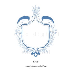 Chinoiserie Crest PNG: Foliage Wedding Monogram Clipart (Digital Download)