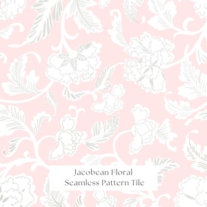 Jakobinische Blumen Muster | Rosa Floral nahtlose Muster | Klassisch Vintage Blumen | Romantische Botanische Florale Seamless Muster