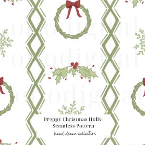 Houx de Noël preppy rayures transparente motif houx preppy avec baies transparente motif couronne de Noël tuile de Noël du Grand millénaire