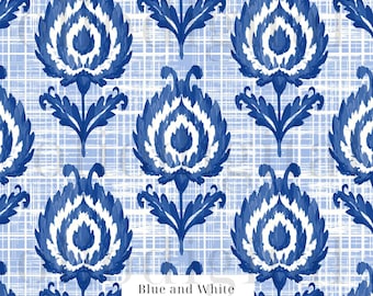 Watercolor Ikat Texture Clipart: Seamless Patterns Digital Paper (12"x 12")