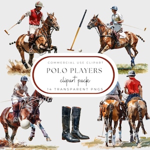 Polo Pngs, Polo Players und Ponys Clipart Pack, Aquarell Bundle, Polo Match Grafiken, digitale Projekte, druckbar, kommerzielle Nutzung,