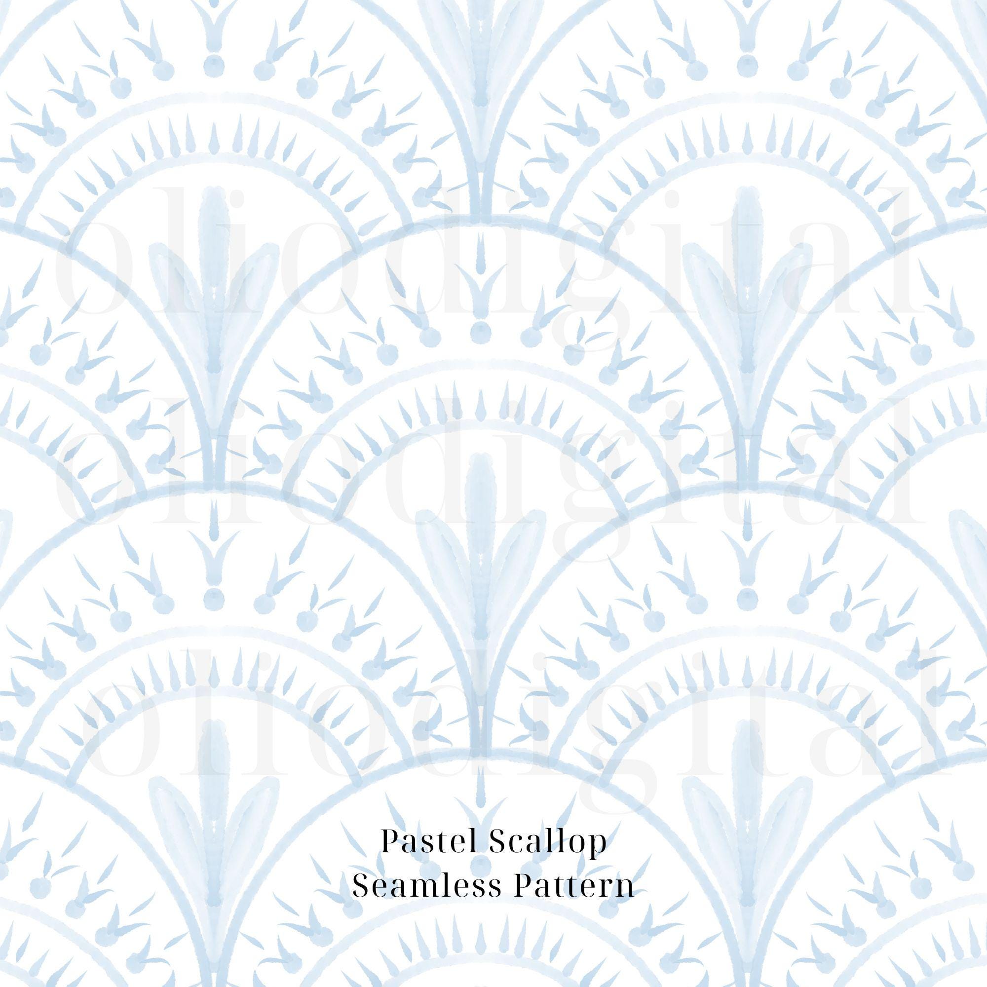Textured Scallop Ripple Pattern Watercolor Scallop Texture Clipart: Seamless Pattern Digital Paper (12 ...