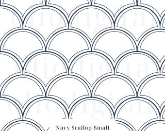 Watercolor Scallop Texture Clipart: Seamless Pattern Digital Paper (12"x 12")