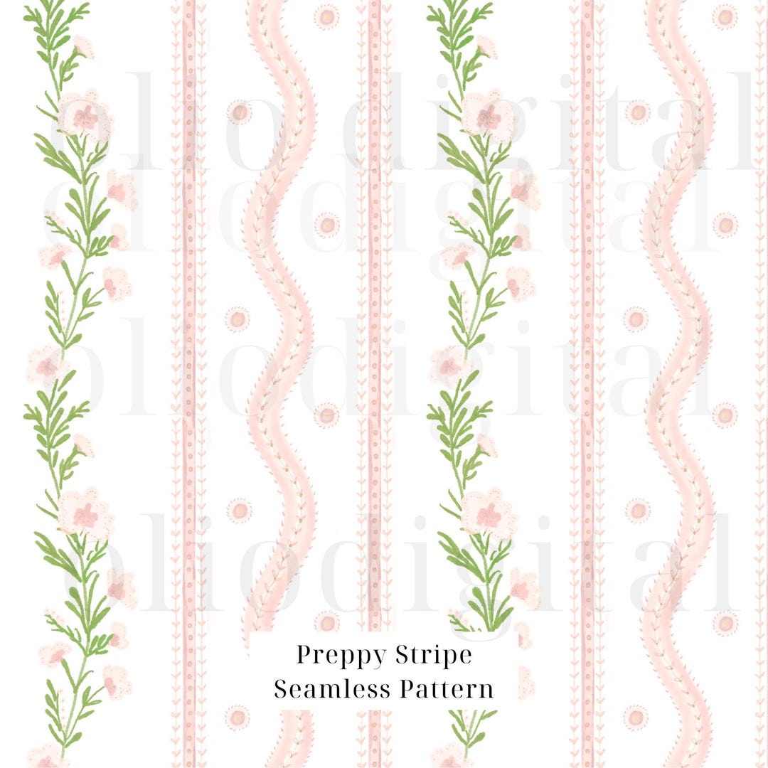 Pink Floral Seamless Pattern: Trailing Vine, Botanical Tile (JPG ...