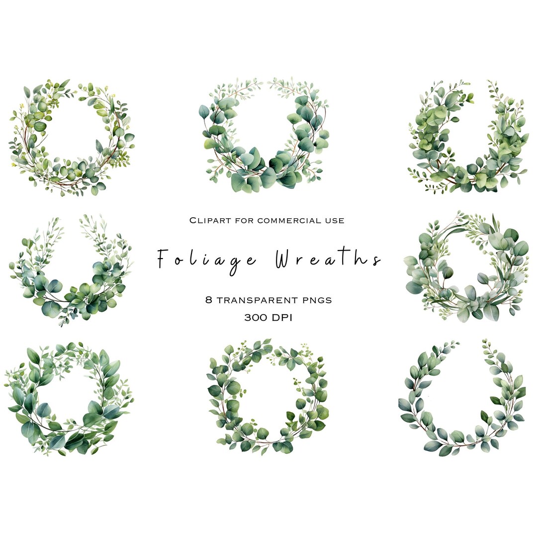 Eucalyptus Wreath Clipart: Botanical Greenery PNG (digital Download) - Etsy