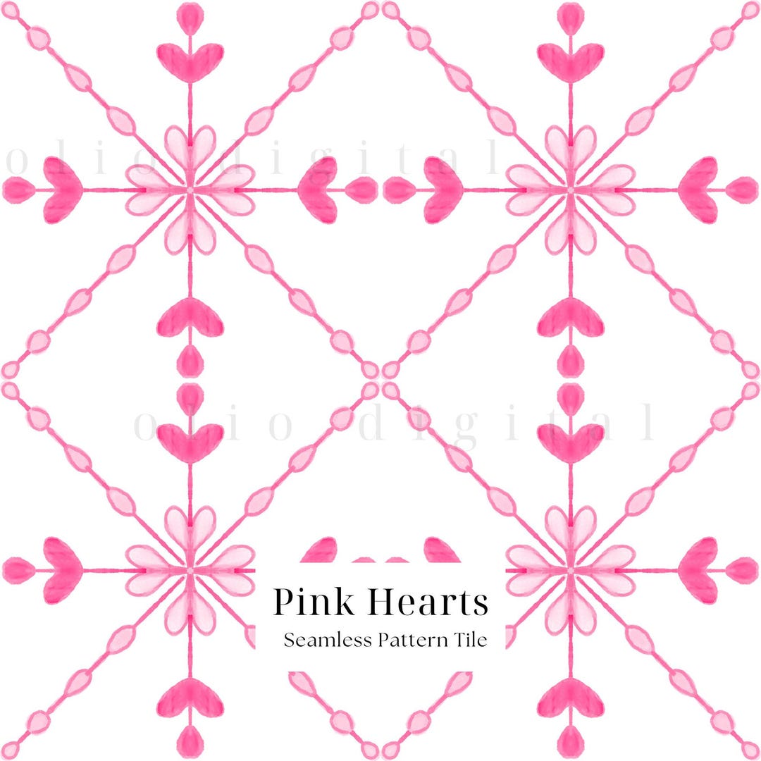 Pink Heart Seamless Pattern | Watercolor Valentine Digital Paper ...