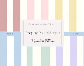 Pastel StripeTexture Clipart: Seamless Pattern | Digital Papers (12"x 12")