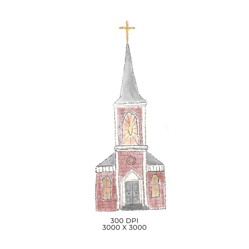Whimsical Watercolor Church Clipart: Tiny House PNG Graphics (digital ...