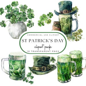 Clipart del día de San Patricio, cerveza verde y trébol de cuatro hojas PNG, sombrero de San Patricio, sombrero de duende, orgullo irlandés