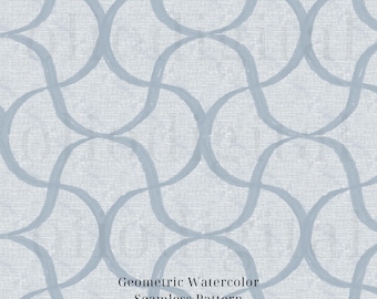 Blue -Grey Geometric Watercolor Texture Clipart: Seamless Pattern Digital Paper (12"x 12")