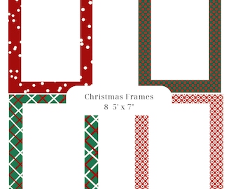 Marco navideño, 5" x 7", borde rojo y verde