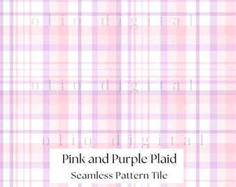 Pink and Purple Plaid Texture Clipart: Seamless Pattern Digital Paper (12"x 12")