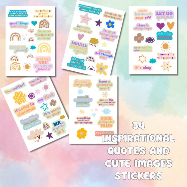 Inspirational stickers, support for kids, motivational quotes, motivation stickers, sticky notes printable stickers, digital stickers